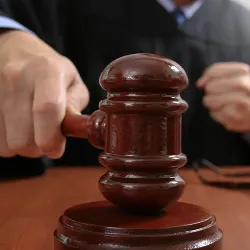 A judge banging a gavel